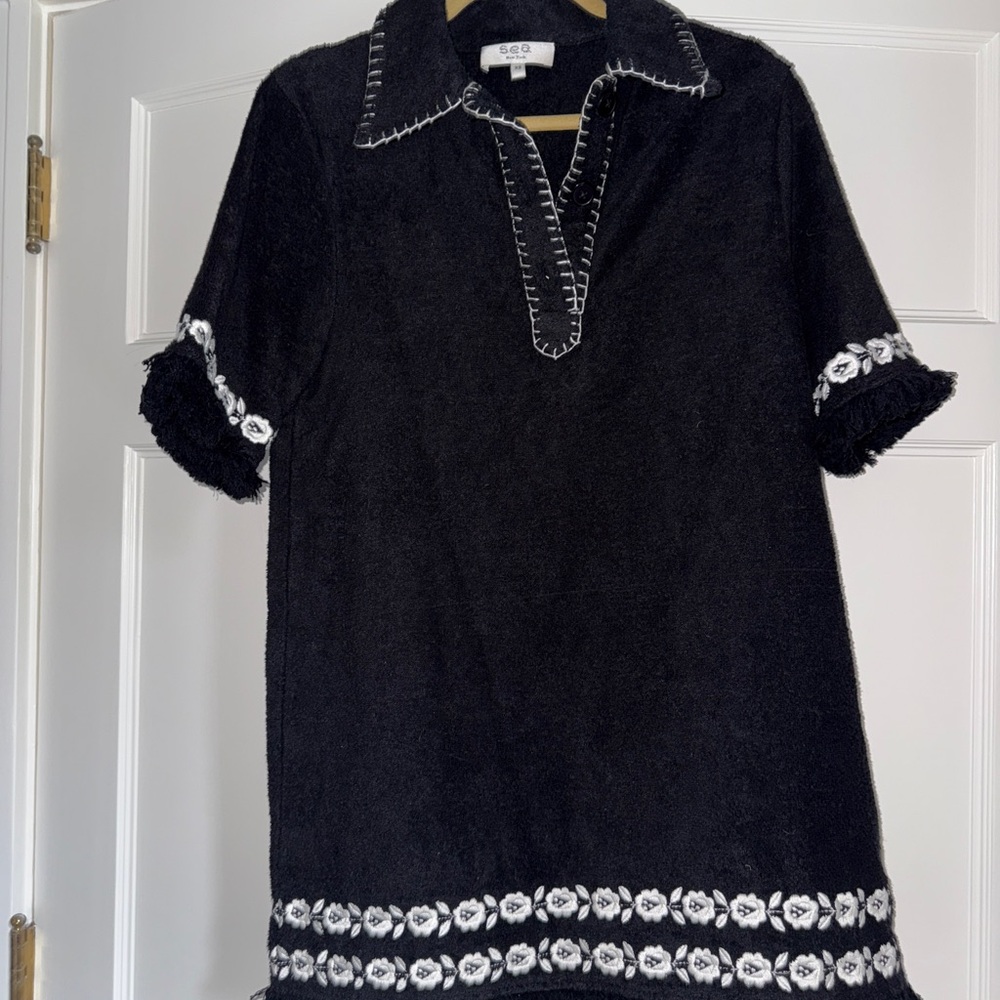 Sea New York Chic Black terry cloth coverup or dress